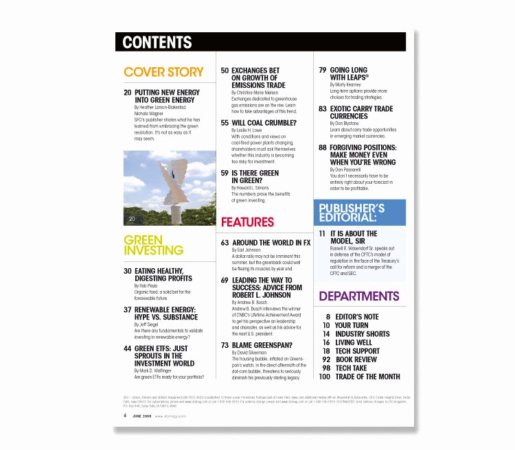 Magazine Table Contents Template Beautiful Template