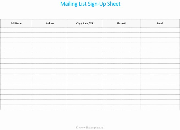 Mailing List Template