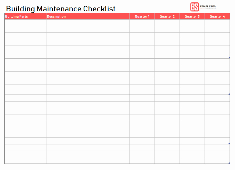 Maintenance Checklist Template 10 Daily Weekly