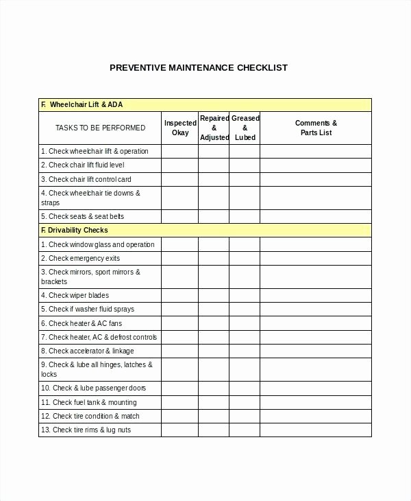 car park maintenance checklist