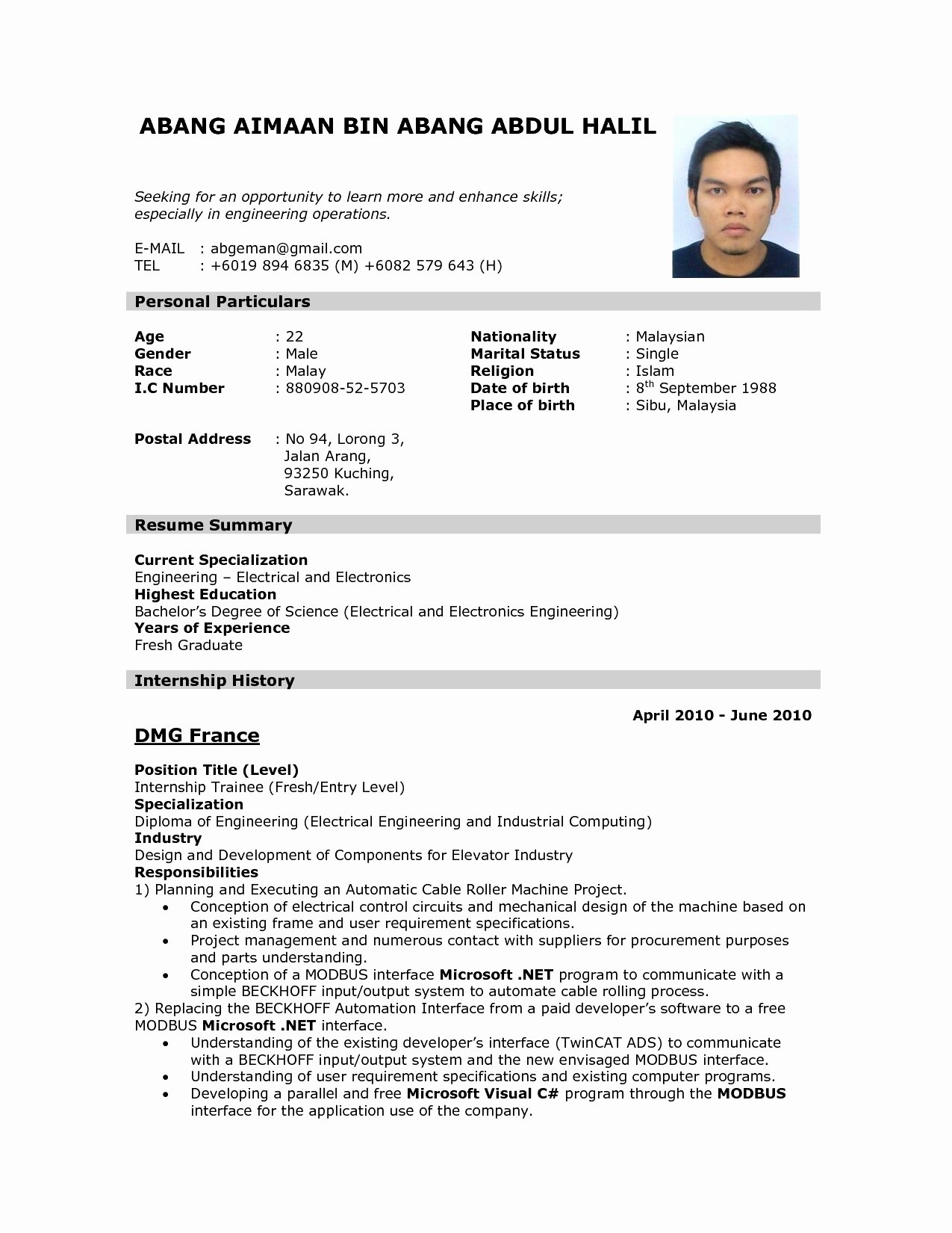 Make A Professional Resume Template