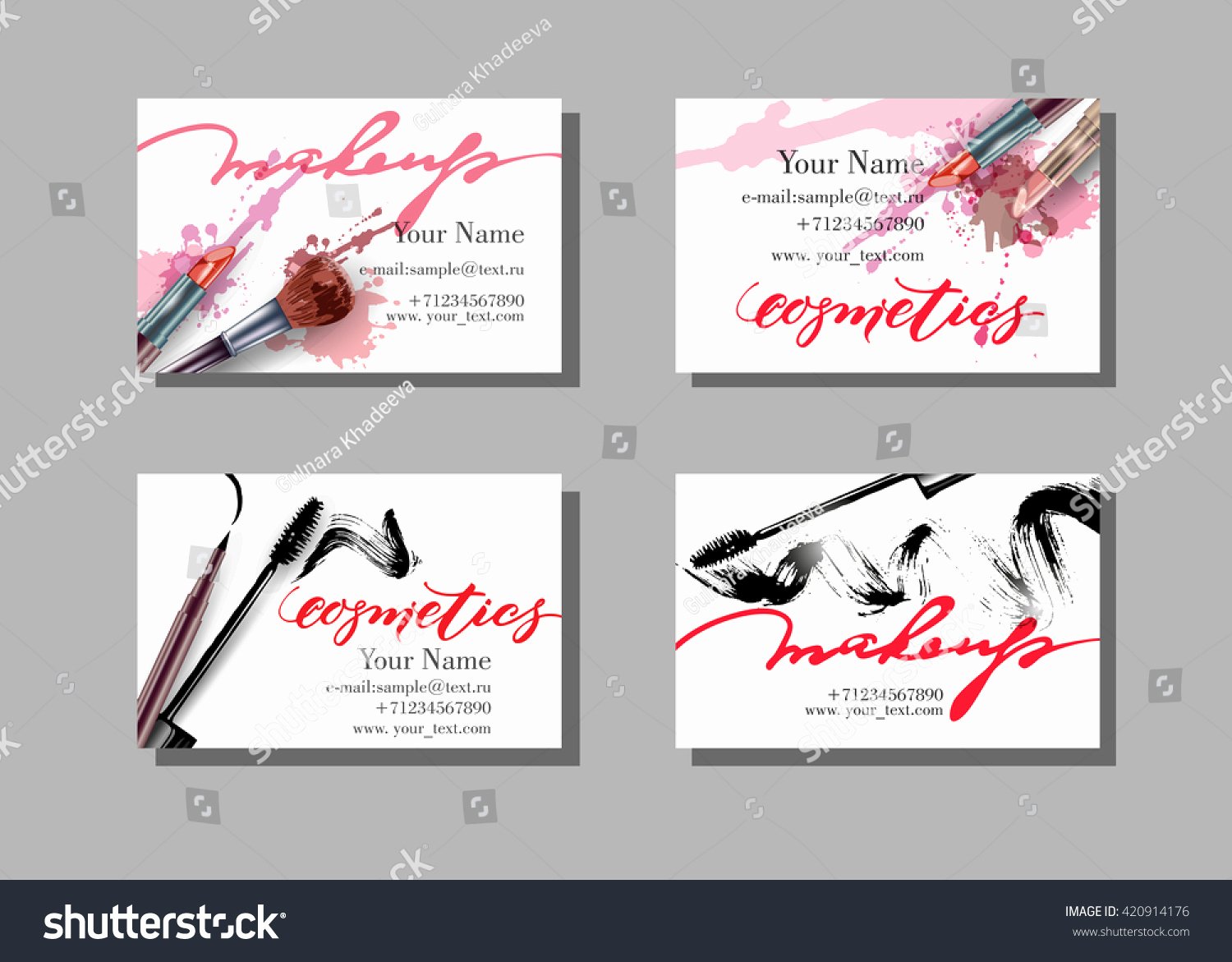 Makeup Artist Business Card Vector Template Stock Vector