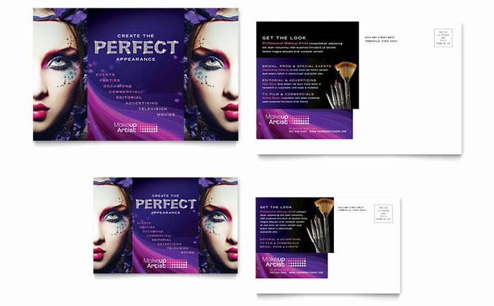 Makeup Artist Postcard Template Design
