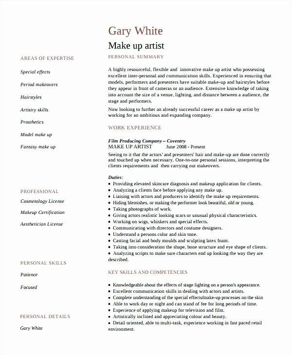 Makeup Artist Resume Objective Best Resume Collection