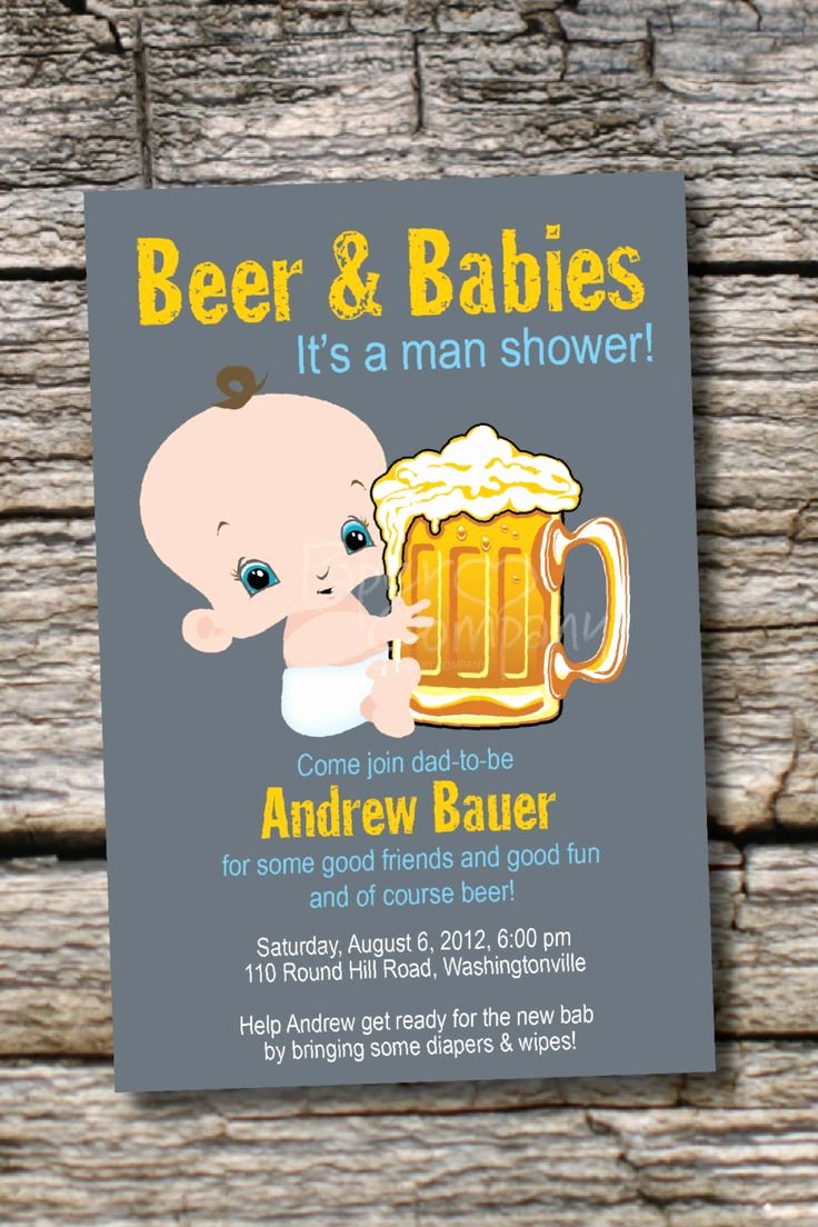 Man Shower Beer and Babies Diaper Party Invitation