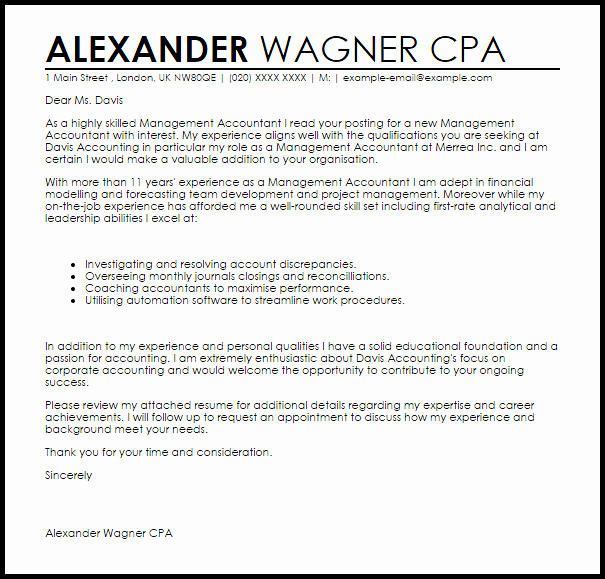 Accounting Cover Letter Template Letter Example Template