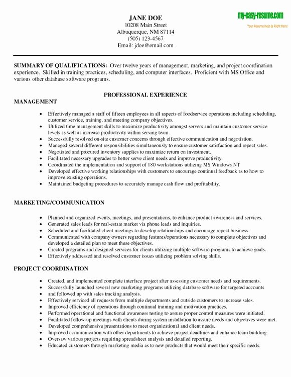 Management Resume Sample