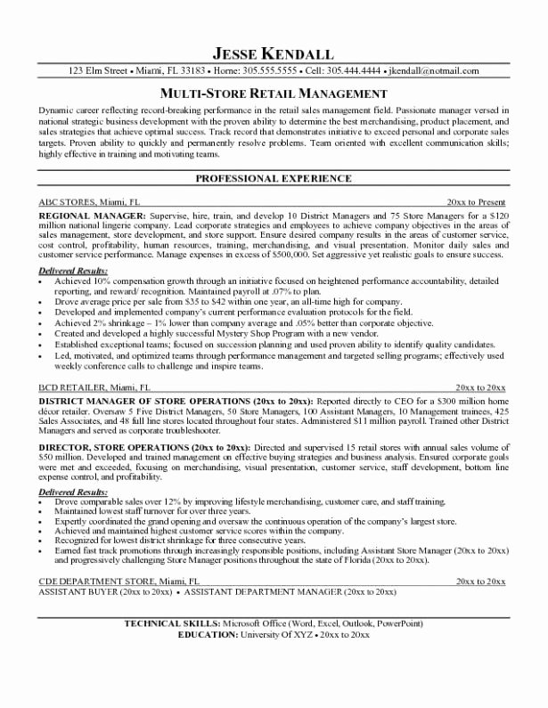 Manager Resume Objective Sample