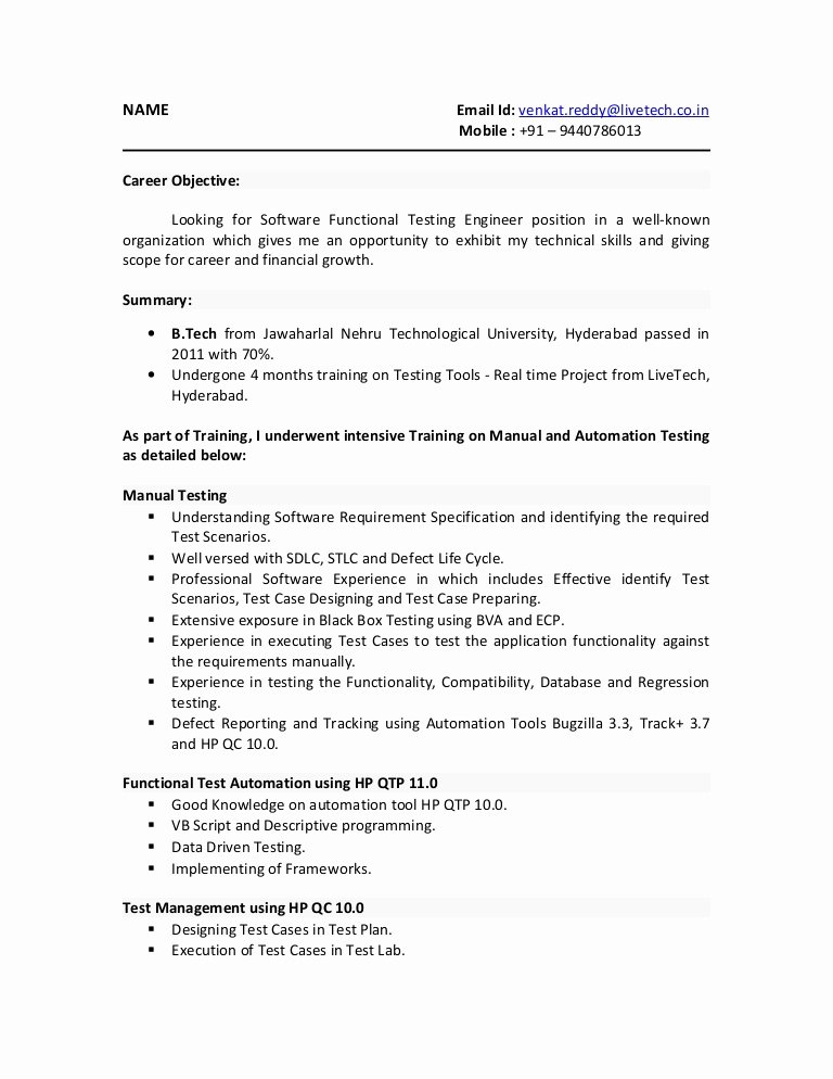 Manual Qa Tester Resume Sample