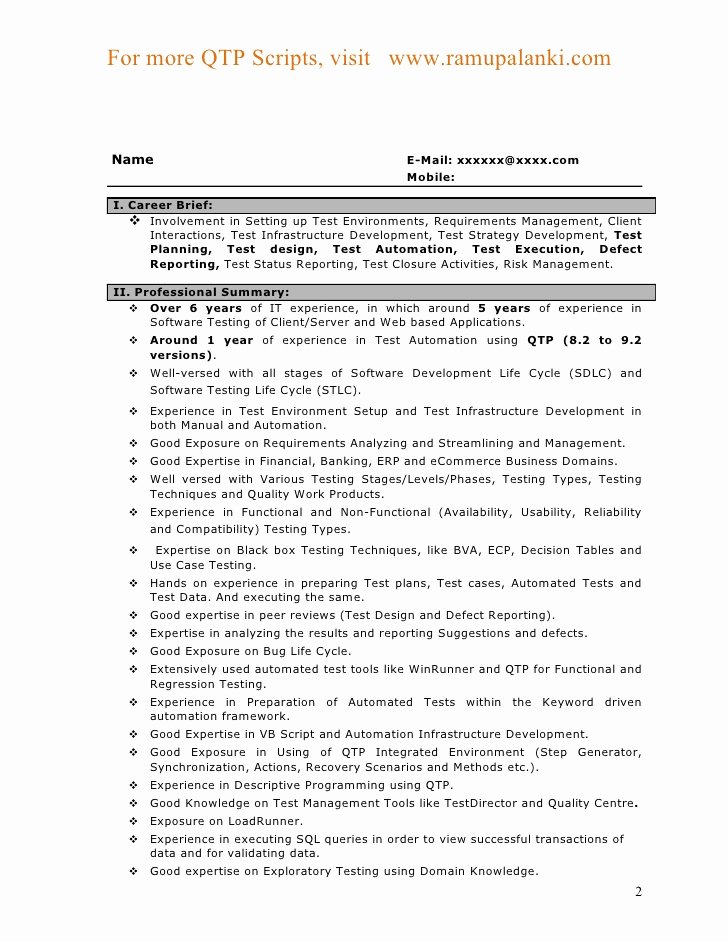 manual testing resume sample for experience