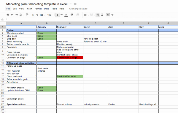 Marketing Plan Template Excel