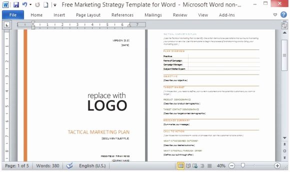 Marketing Plan Template Microsoft Word Free Marketing