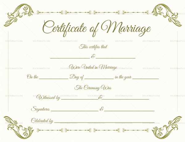 Marriage Certificate Template 22 Editable for Word