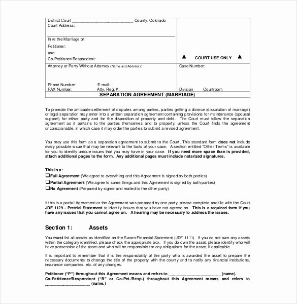 Marriage Separation Agreement Template Tario Templates