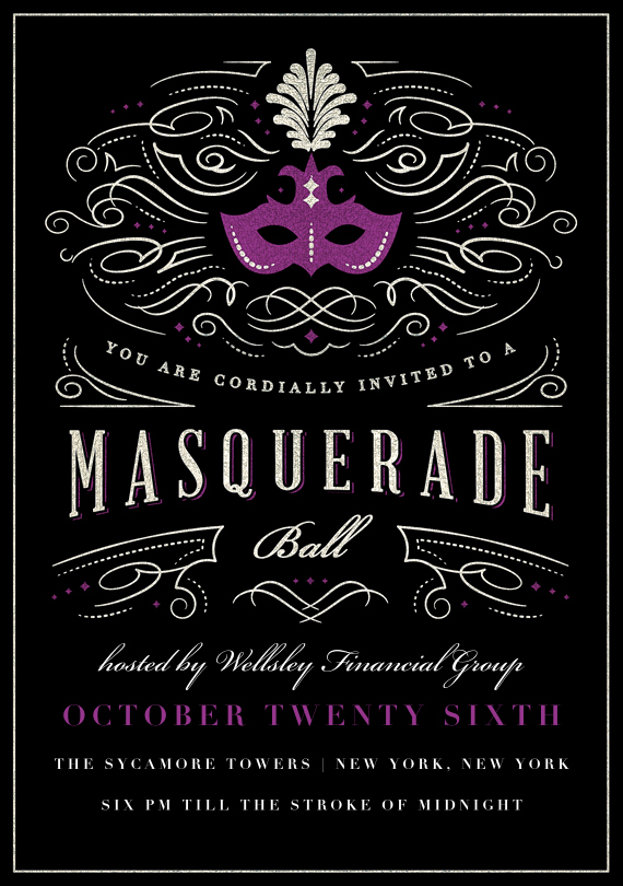 Masquerade Ball Invitations In Purple