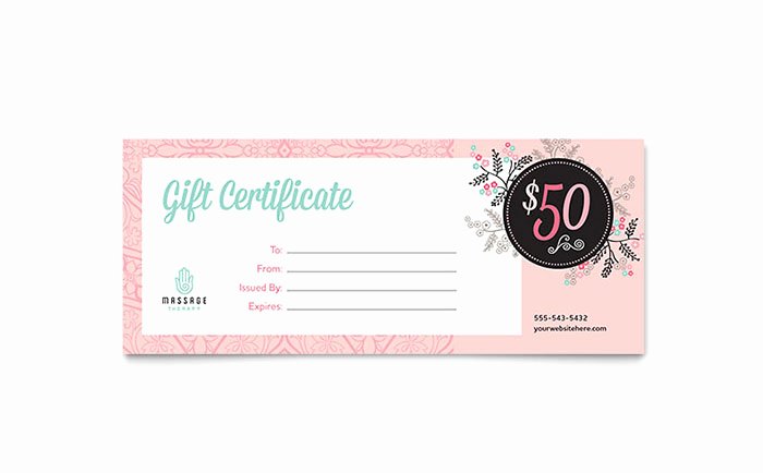 Massage Gift Certificate Template Word &amp; Publisher