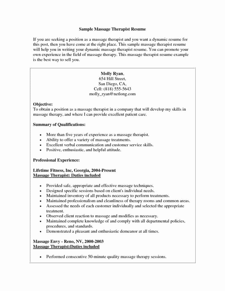 Massage Resume Examples Best Resume Collection