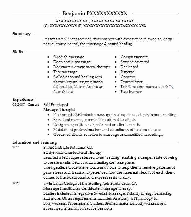 Massage Resume Examples Best Resume Collection