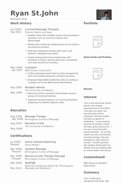 massage therapist resume