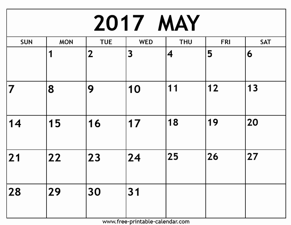 May 2017 Printable Calendar Free