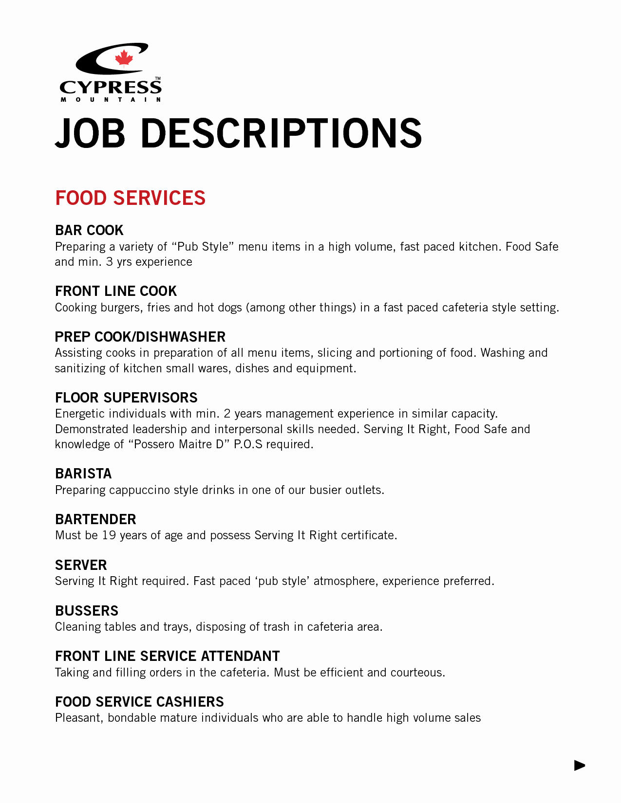 Mcdonalds Job Description Resume