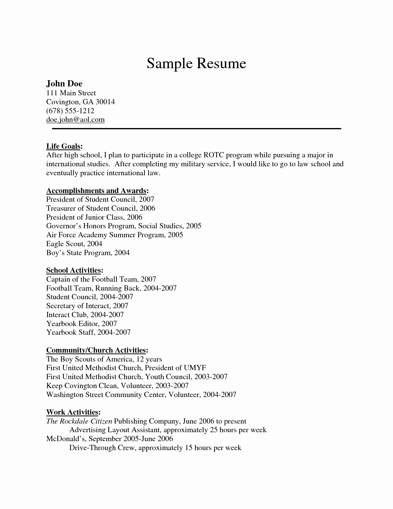 Mcdonalds Resume Sample Resume Ideas