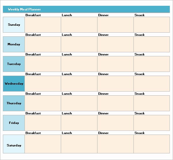 Meal Plan Template Excel