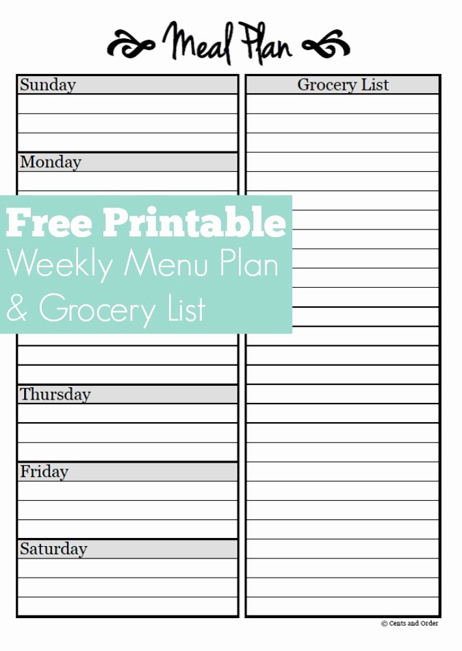 Meal Planning Free Weekly Menu Planner Printable
