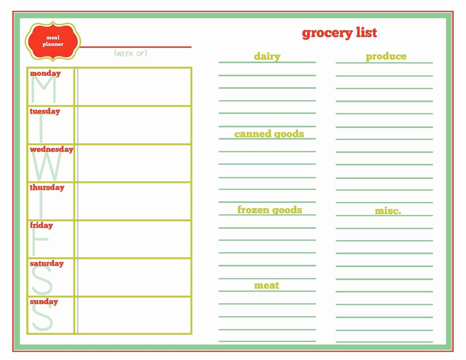 Meal Planning Template so You Remember What You Bought