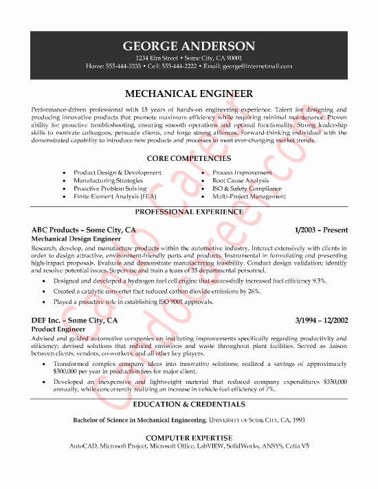 Mechanical Engineer Sample Resume by Cando Career Coaching