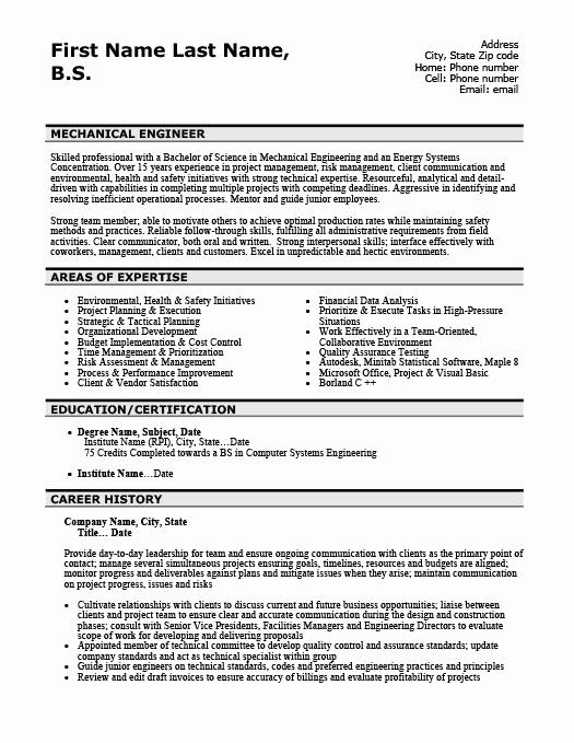 Mechanical Resume Samples Best Resume Gallery