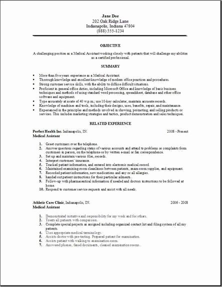 Medical assistant Objective F Resume