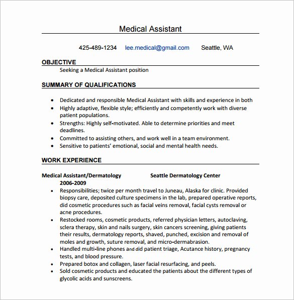Medical assistant Resume Template – 8 Free Word Excel