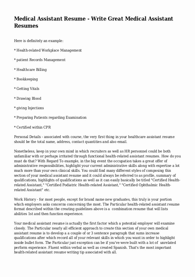 Medical assistant Resume Write Great Medical assistant