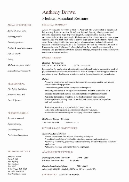 medical assistant sample resume