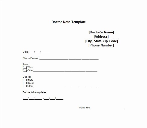 Medical Doctor Note Template 8 Free Sample Example