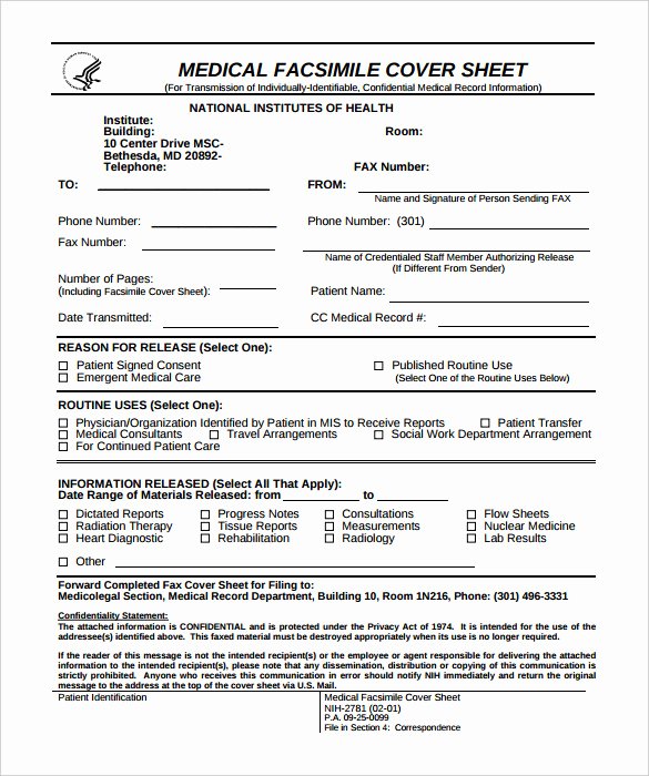 medical fax cover sheet