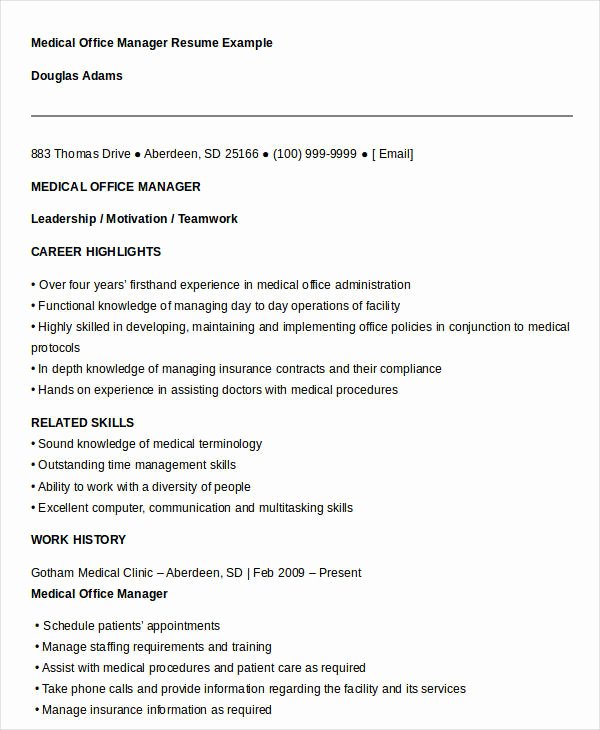 Medical Fice Manager Resume