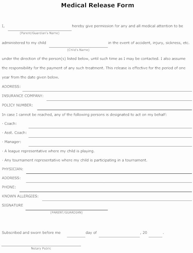 Medical form Example – Templates Free Printable