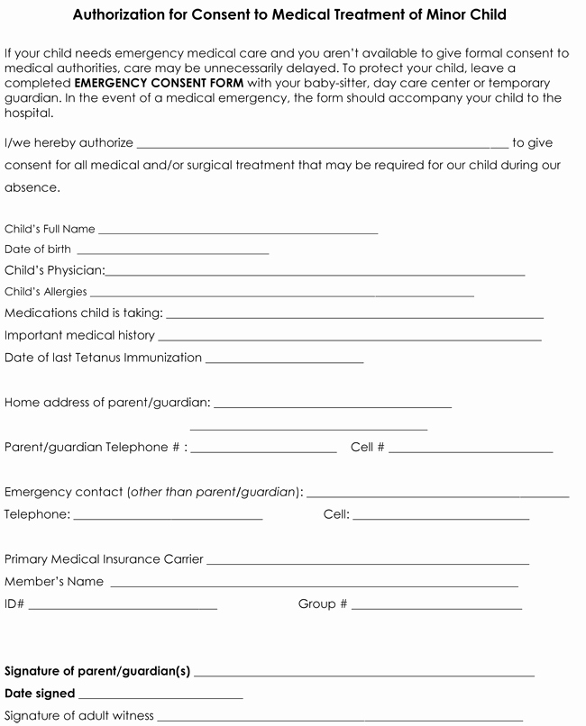 Medical form for Child – Medical form Templates