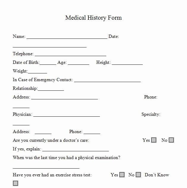 Medical History form Printable – Medical form Templates