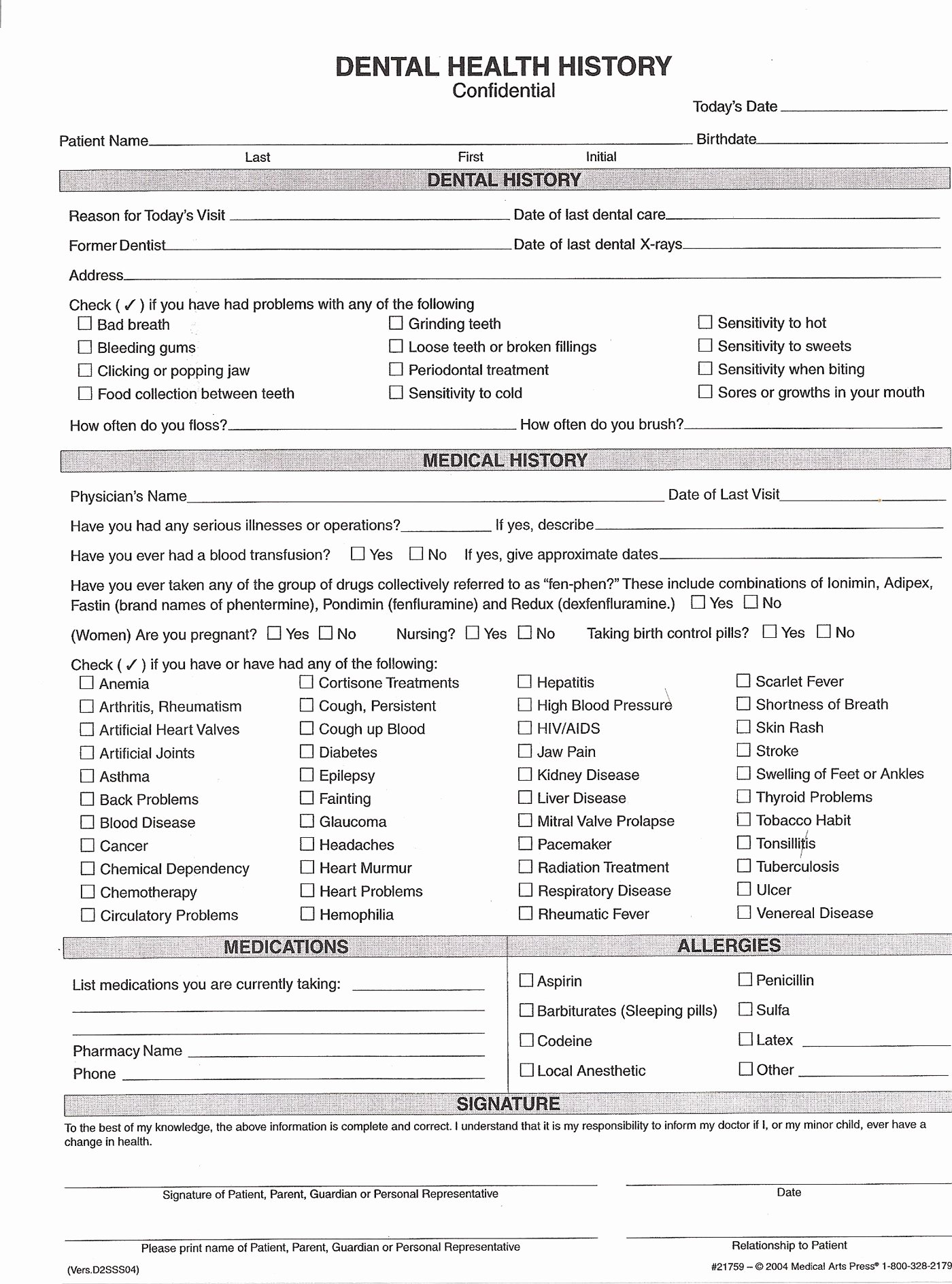 Medical History forms