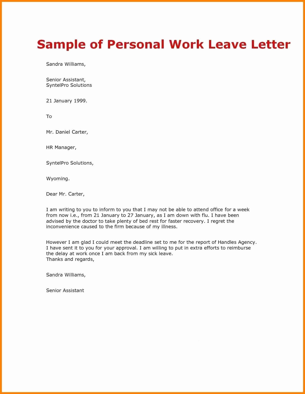 Medical Leave Absence Letter Template Examples
