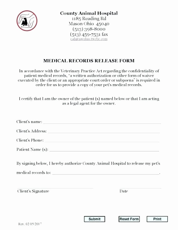 Medical Records Release form Template Generic Medical