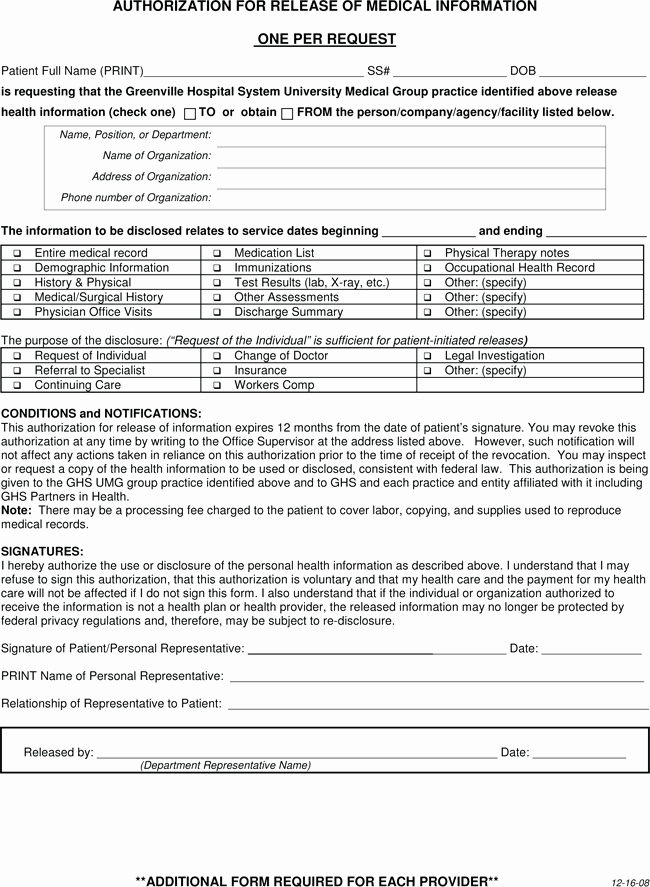 Medical Records Release form Templates Free Printable forms
