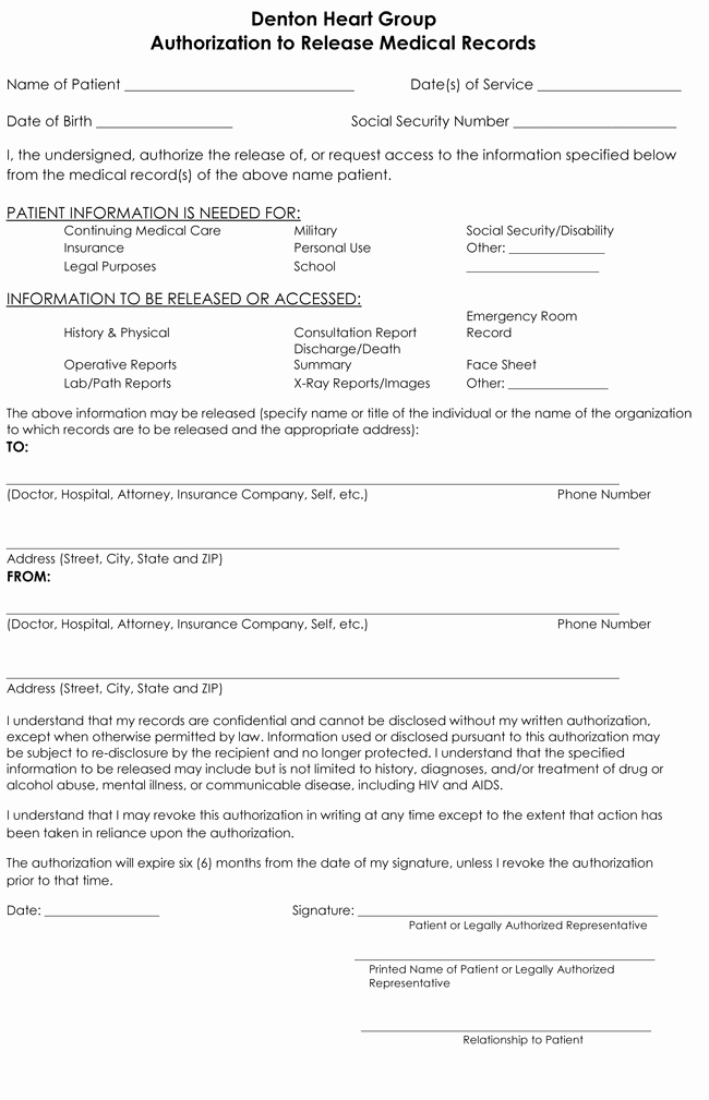 Medical Records Release form Templates Free Printable forms