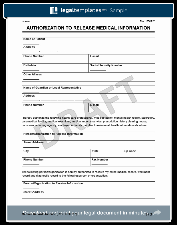 Medical Records Release form