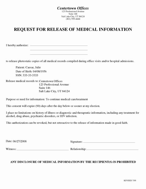 Medical Records Request form Templates