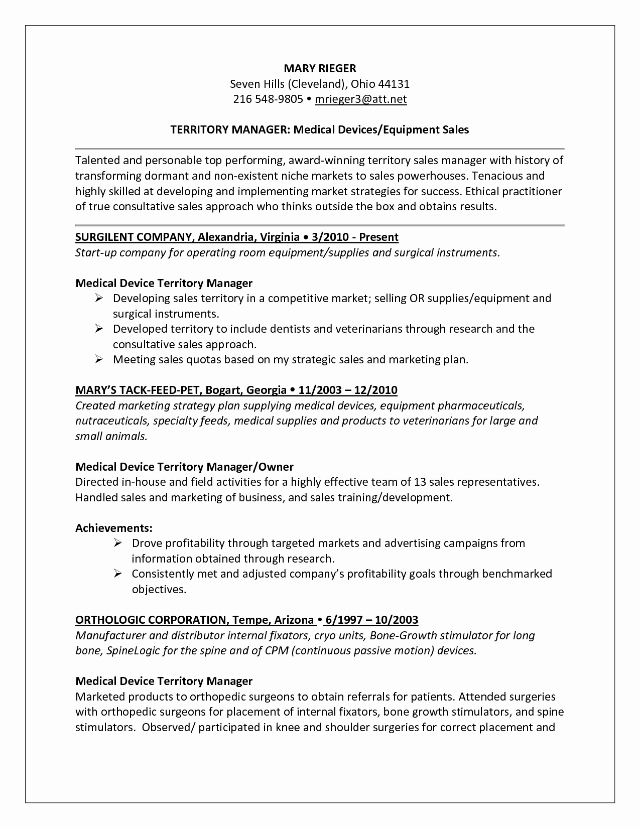 medical sales resume writers