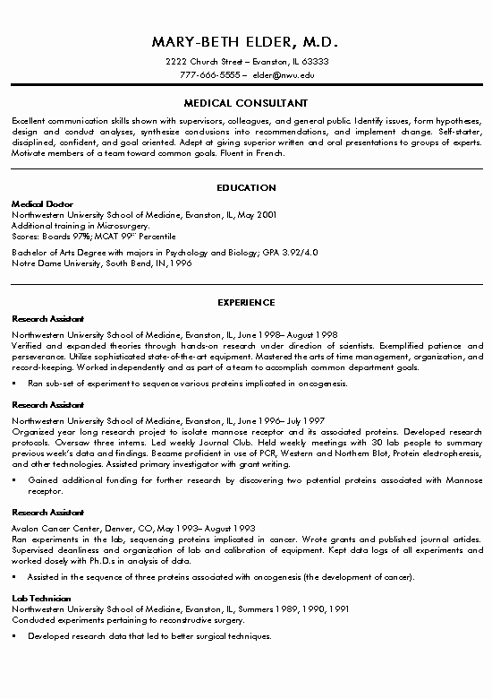 Medical School Resume format Resume Template